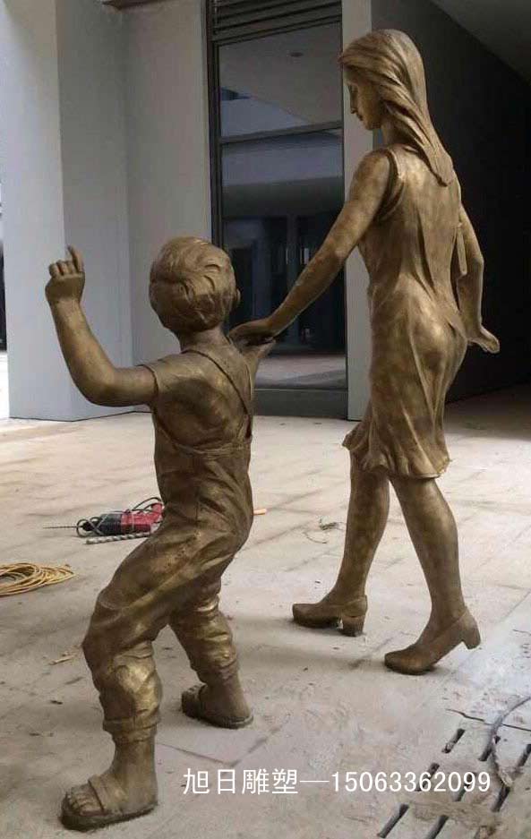 母子出行鑄銅、鍛銅雕塑